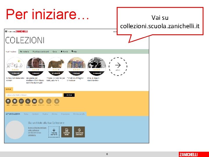 Per iniziare… Vai su collezioni. scuola. zanichelli. it 5 