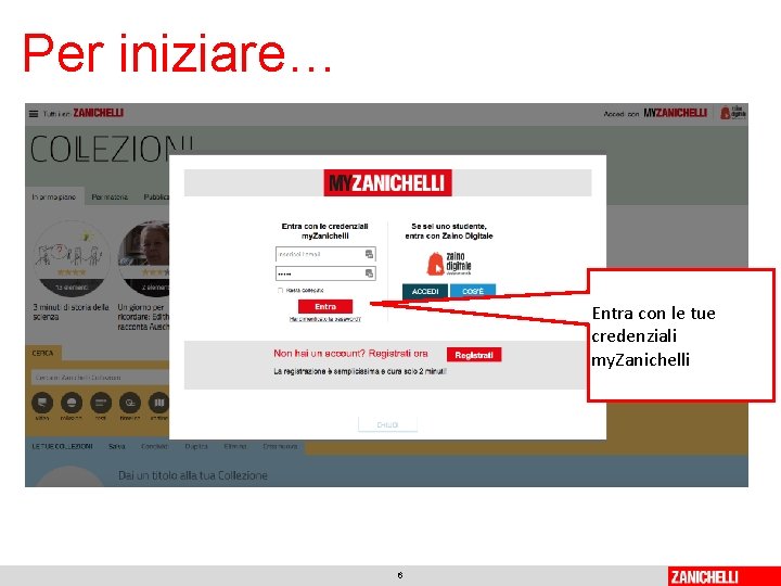 Per iniziare… Entra con le tue credenziali my. Zanichelli 6 