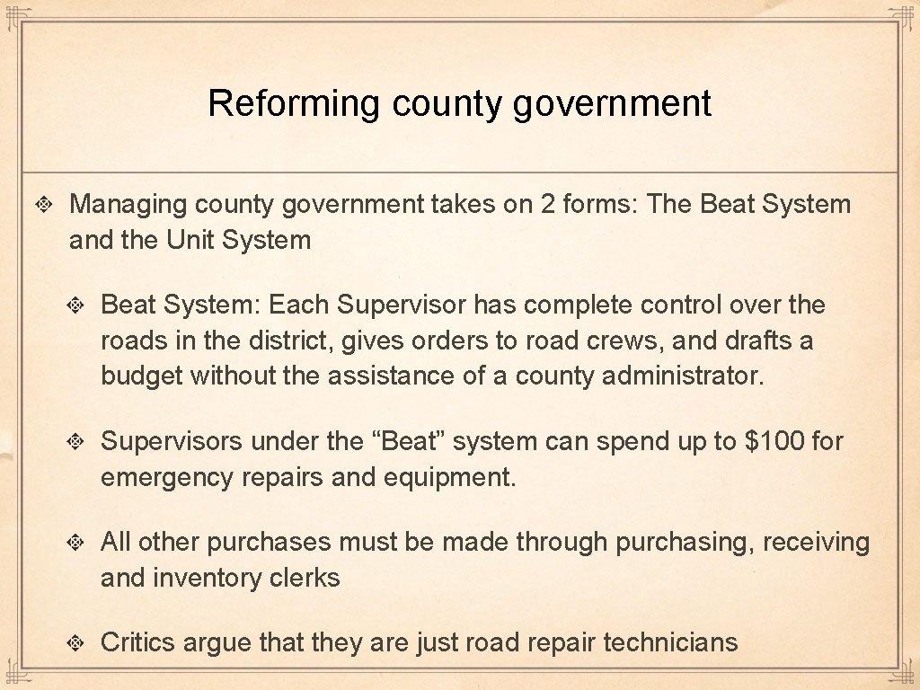 County System Mississippi History Chapter 15 Chapter Preview Beat System