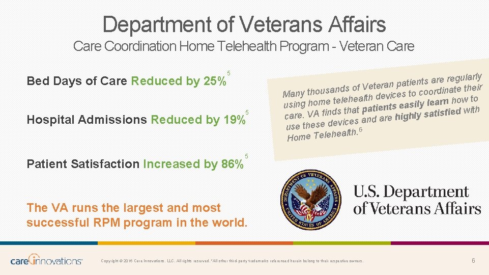 Department of Veterans Affairs Care Coordination Home Telehealth Program - Veteran Care 5 Bed