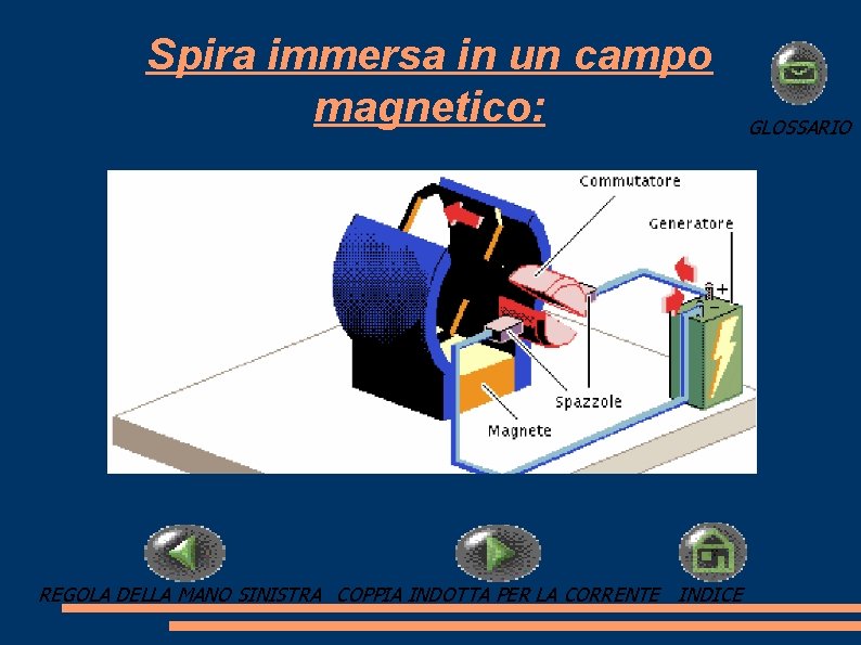 Spira immersa in un campo magnetico: REGOLA DELLA MANO SINISTRA COPPIA INDOTTA PER LA