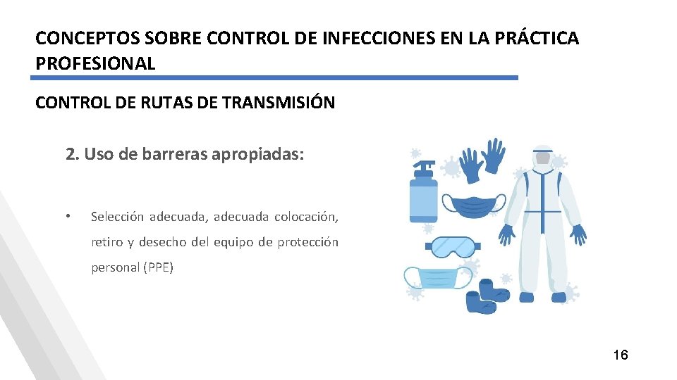 CONCEPTOS SOBRE CONTROL DE INFECCIONES EN LA PRÁCTICA PROFESIONAL CONTROL DE RUTAS DE TRANSMISIÓN CONCEPTOS SOBRE CONTROL DE INFECCIONES EN LA PRÁCTICA PROFESIONAL CONTROL DE RUTAS DE TRANSMISIÓN
