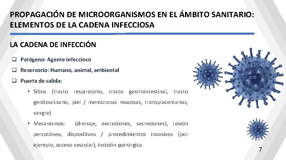 PROPAGACIÓN DE MICROORGANISMOS EN EL ÁMBITO SANITARIO: ELEMENTOS DE LA CADENA INFECCIOSA LA CADENA PROPAGACIÓN DE MICROORGANISMOS EN EL ÁMBITO SANITARIO: ELEMENTOS DE LA CADENA INFECCIOSA LA CADENA