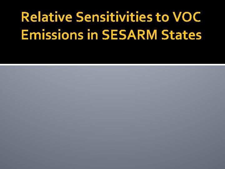 Relative Sensitivities to VOC Emissions in SESARM States 