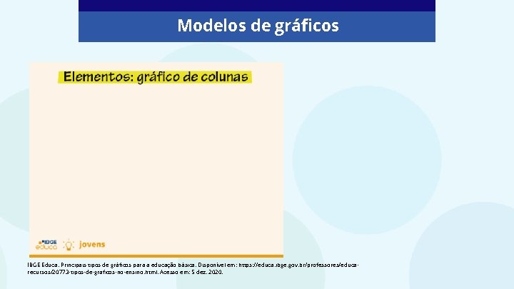 Modelos de gráficos IBGE Educa. Principais tipos de gráficos para a educação básica. Disponível