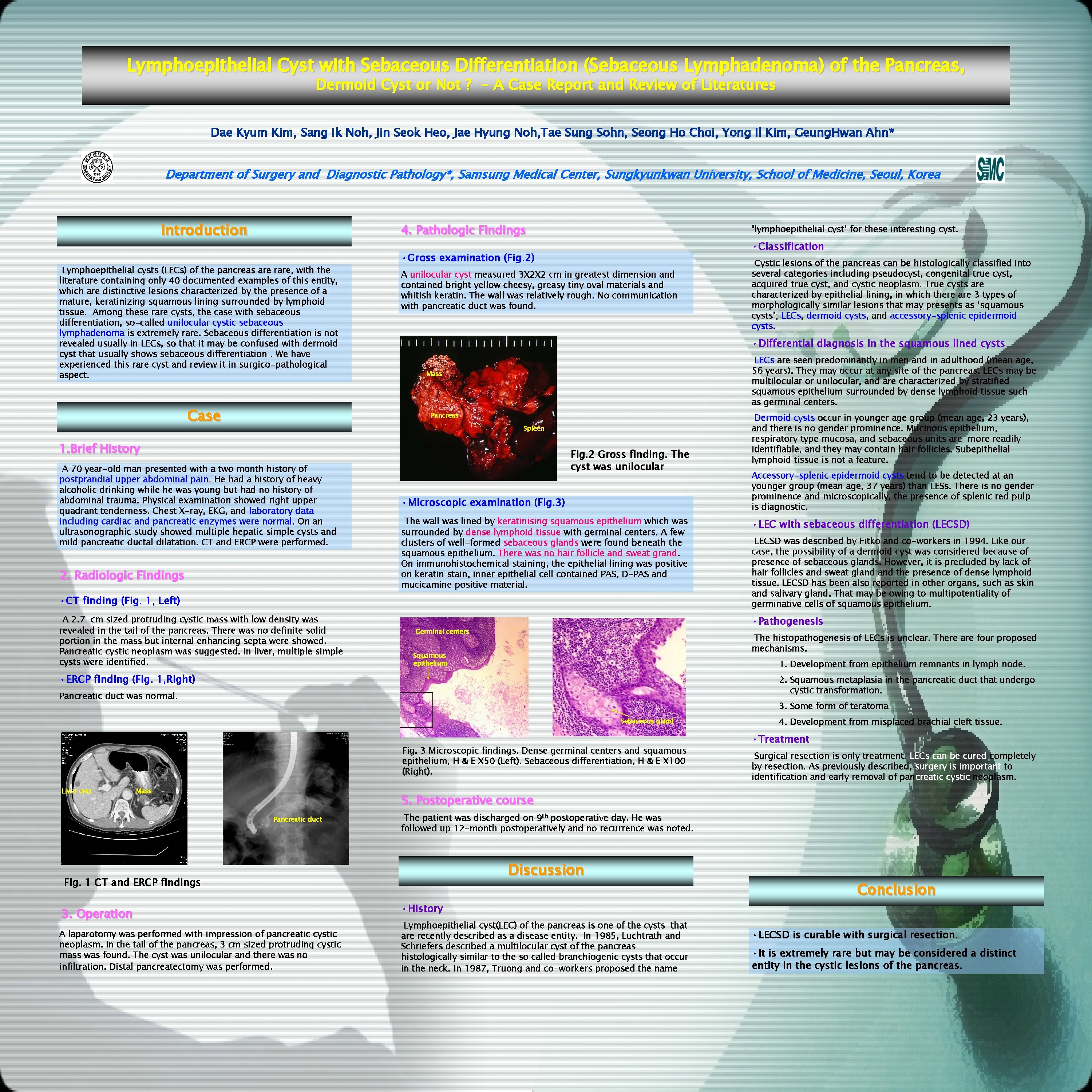 Lymphoepithelial Cyst with Sebaceous Differentiation (Sebaceous Lymphadenoma) of the Pancreas, Dermoid Cyst or Not