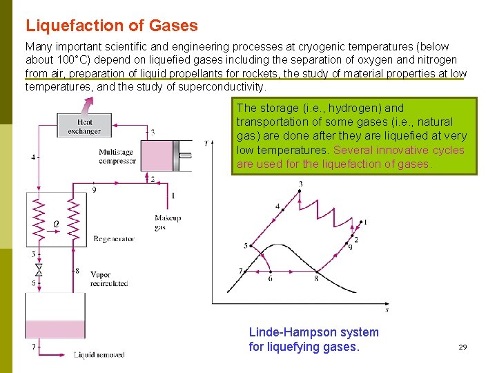 Liquefaction of Gases Many important scientific and engineering processes at cryogenic temperatures (below about