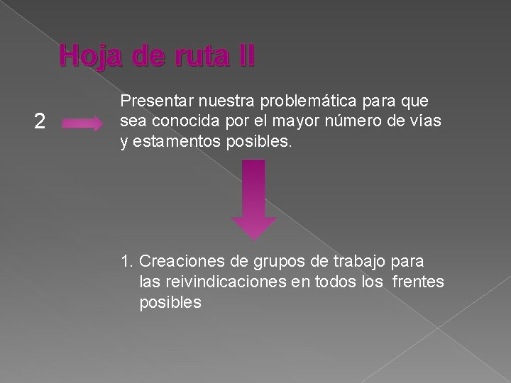 Hoja de ruta II 2 Presentar nuestra problemática para que sea conocida por el