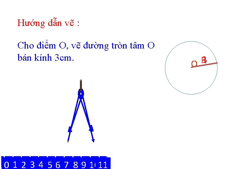 Hướng dẫn vẽ : Cho điểm O, vẽ đường tròn tâm O bán kính