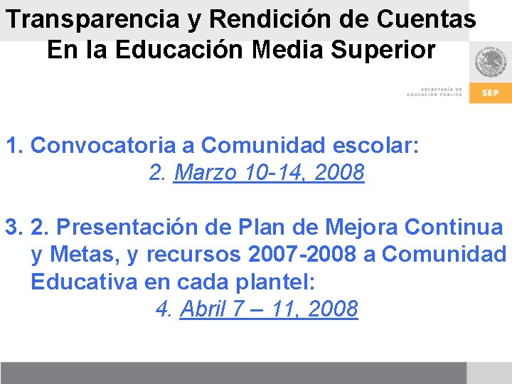 Transparencia y Rendicin de Cuentas en la Educacin