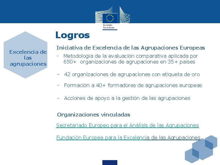 Logros Excelencia de las agrupaciones Iniciativa de Excelencia de las Agrupaciones Europeas - Metodología