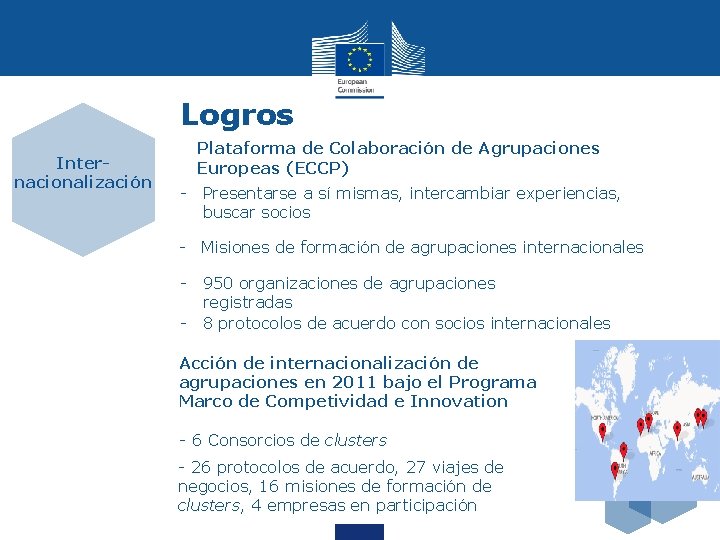 Logros Internacionalización Plataforma de Colaboración de Agrupaciones Europeas (ECCP) - Presentarse a sí mismas,