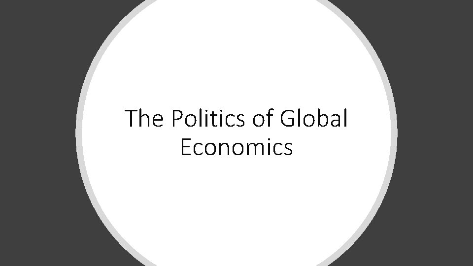 The Politics of Global Economics 