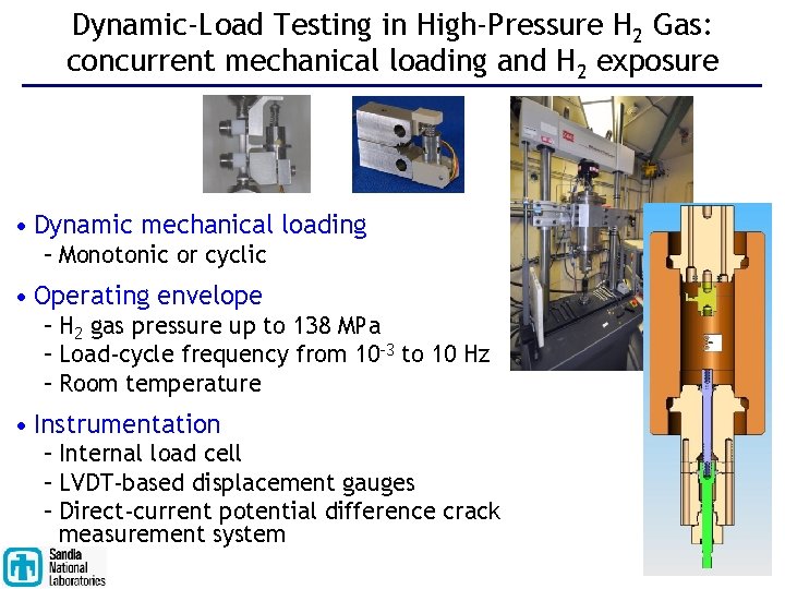 Dynamic-Load Testing in High-Pressure H 2 Gas: concurrent mechanical loading and H 2 exposure