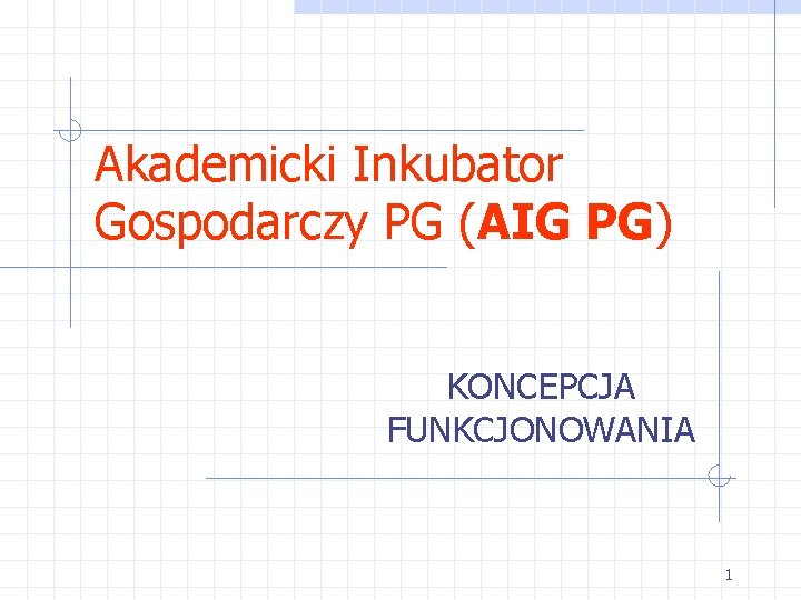 Akademicki Inkubator Gospodarczy PG (AIG PG) KONCEPCJA FUNKCJONOWANIA 1 