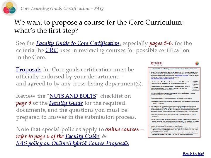 We want to propose a course for the Core Curriculum: what’s the first step? We want to propose a course for the Core Curriculum: what’s the first step?