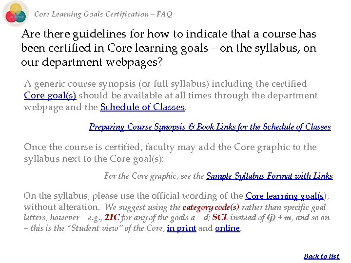 Are there guidelines for how to indicate that a course has been certified in Are there guidelines for how to indicate that a course has been certified in