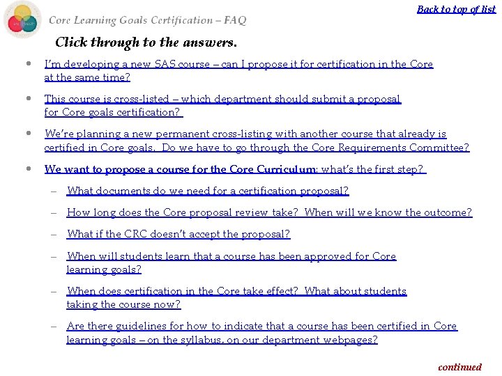 Back to top of list Click through to the answers. • I’m developing a Back to top of list Click through to the answers. • I’m developing a
