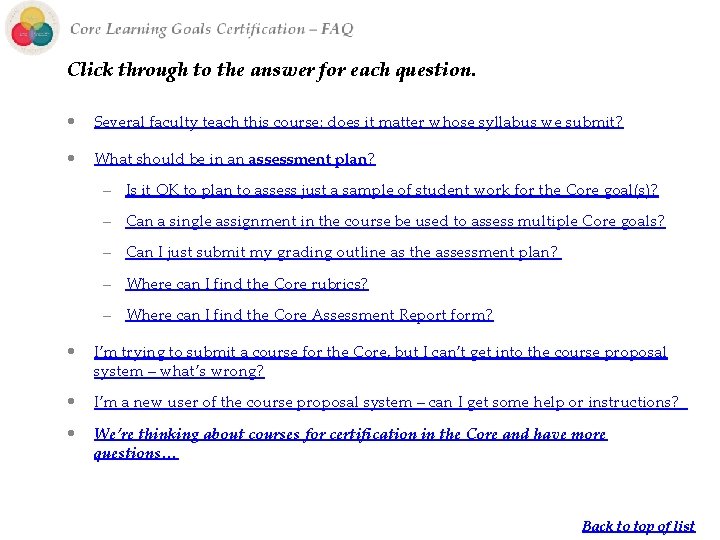Click through to the answer for each question. • Several faculty teach this course: Click through to the answer for each question. • Several faculty teach this course: