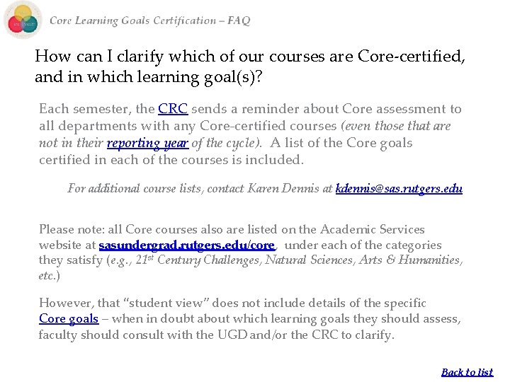 How can I clarify which of our courses are Core-certified, and in which learning How can I clarify which of our courses are Core-certified, and in which learning