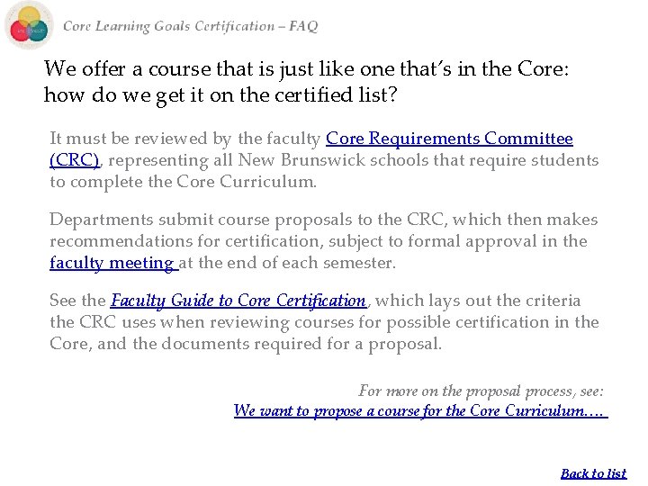 We offer a course that is just like one that’s in the Core: how We offer a course that is just like one that’s in the Core: how