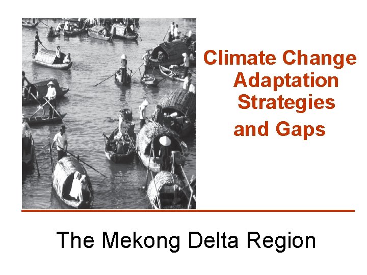 Climate Change Adaptation Strategies and Gaps The Mekong Delta Region 