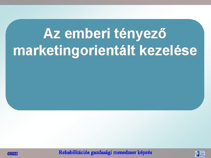 Az emberi tényező marketingorientált kezelése 