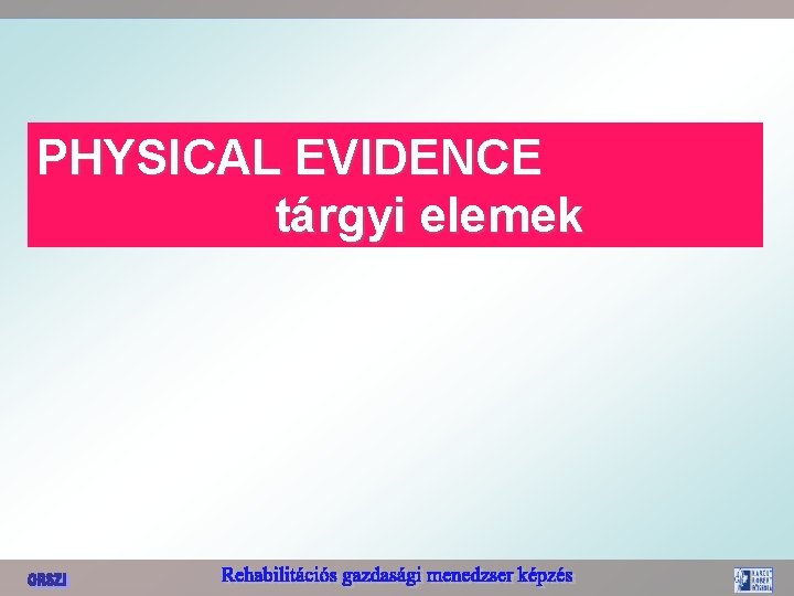 PHYSICAL EVIDENCE tárgyi elemek 