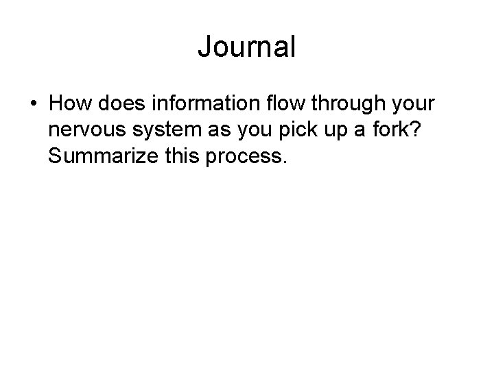 Journal • How does information flow through your nervous system as you pick up