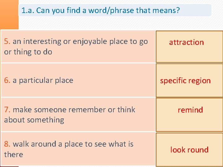 1. a. Can you find a word/phrase that means? 5. an interesting or enjoyable