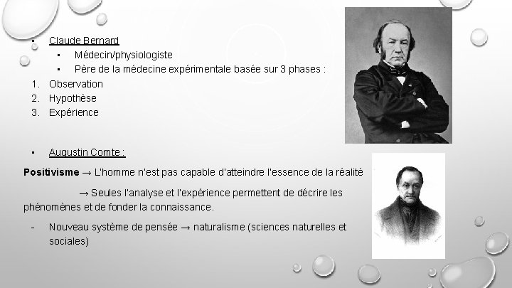  • Claude Bernard • Médecin/physiologiste • Père de la médecine expérimentale basée sur