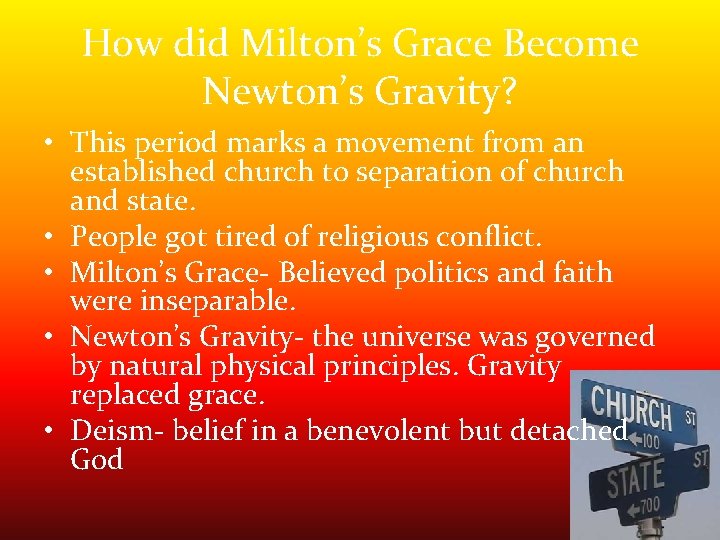 How did Milton’s Grace Become Newton’s Gravity? • This period marks a movement from How did Milton’s Grace Become Newton’s Gravity? • This period marks a movement from