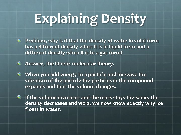 Explaining Density Problem, why is it that the density of water in solid form