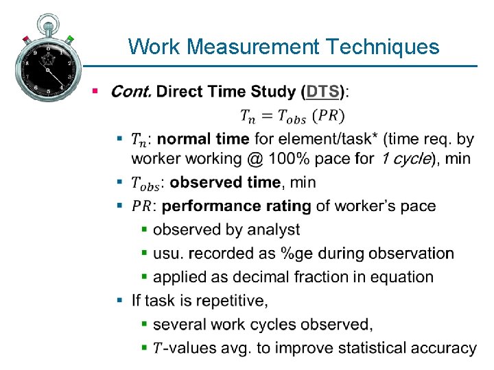 Work Measurement Techniques § 