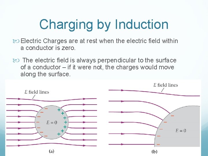 Charging by Induction Electric Charges are at rest when the electric field within a