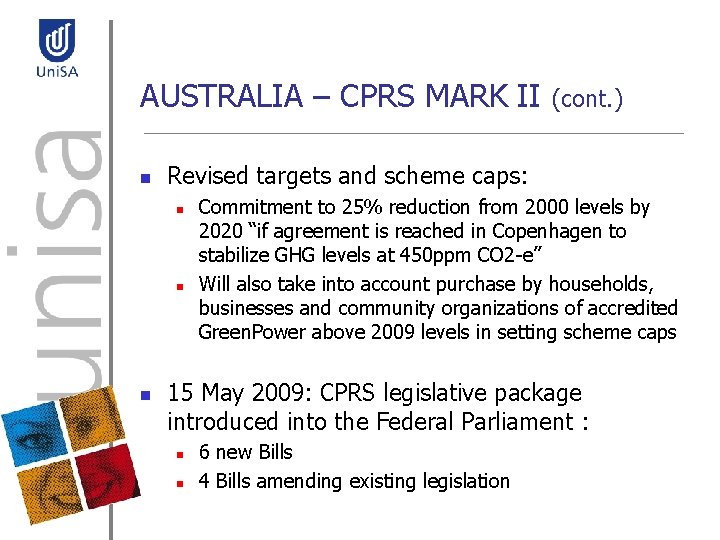 AUSTRALIA – CPRS MARK II n Revised targets and scheme caps: n n n