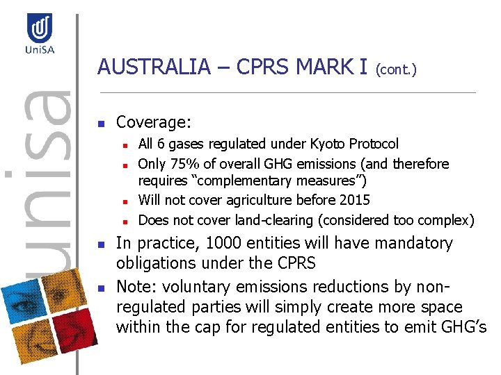 AUSTRALIA – CPRS MARK I n Coverage: n n n (cont. ) All 6
