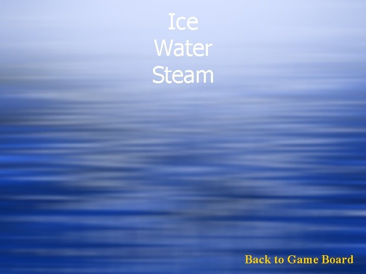 Ice Water Steam Back to Game Board 