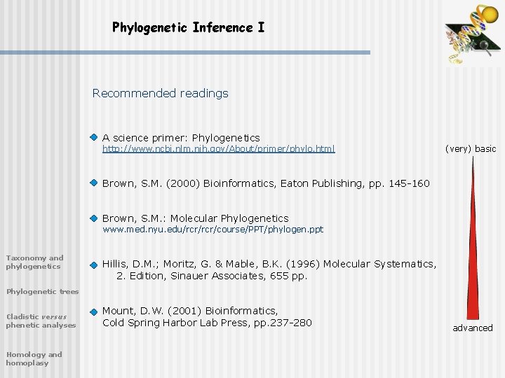 Phylogenetic Inference I Recommended readings A science primer: Phylogenetics http: //www. ncbi. nlm. nih.