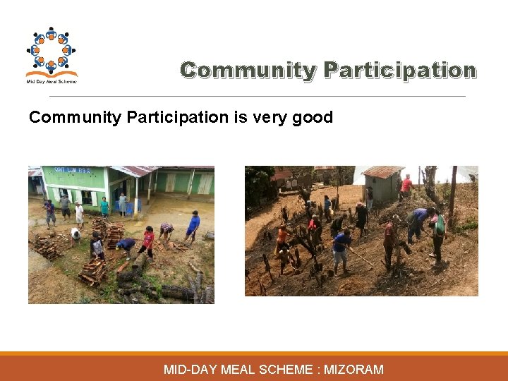 Community Participation is very good MID-DAY MEAL SCHEME : MIZORAM 