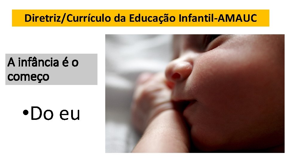 Diretriz/Currículo da Educação Infantil-AMAUC A infância é o começo • Do eu 