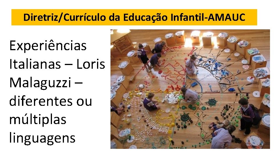 Diretriz/Currículo da Educação Infantil-AMAUC Experiências Italianas – Loris Malaguzzi – diferentes ou múltiplas linguagens