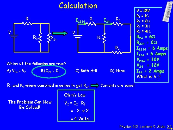 Calculation R 1 V I 1234 R 3 R 1 V R 24 I