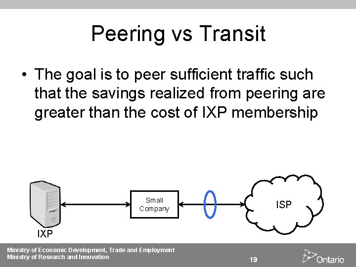 Peering vs Transit • The goal is to peer sufficient traffic such that the
