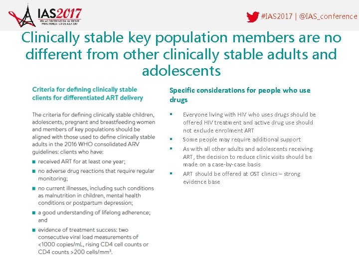 #IAS 2017 | @IAS_conference Clinically stable key population members are no different from other