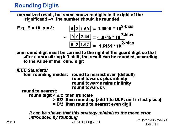Rounding Digits normalized result, but some non zero digits to the right of the
