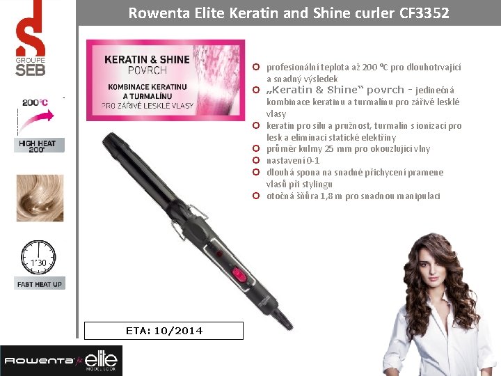 Rowenta Elite Keratin and Shine curler CF 3352 ¢ profesionální teplota až 200 ⁰C