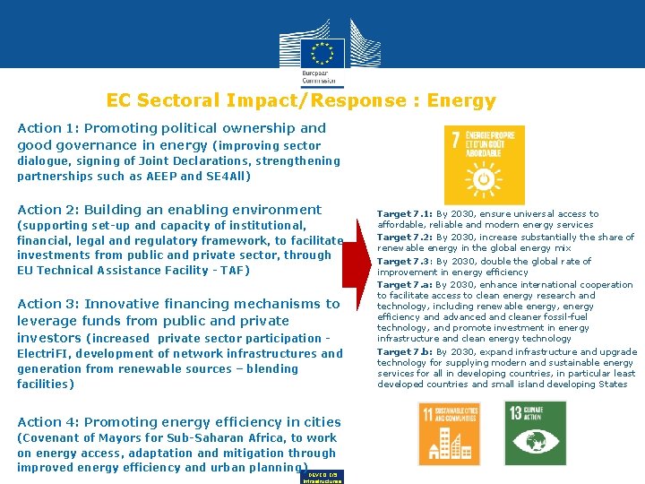 EC Sectoral Impact/Response : Energy Action 1: Promoting political ownership and good governance in EC Sectoral Impact/Response : Energy Action 1: Promoting political ownership and good governance in