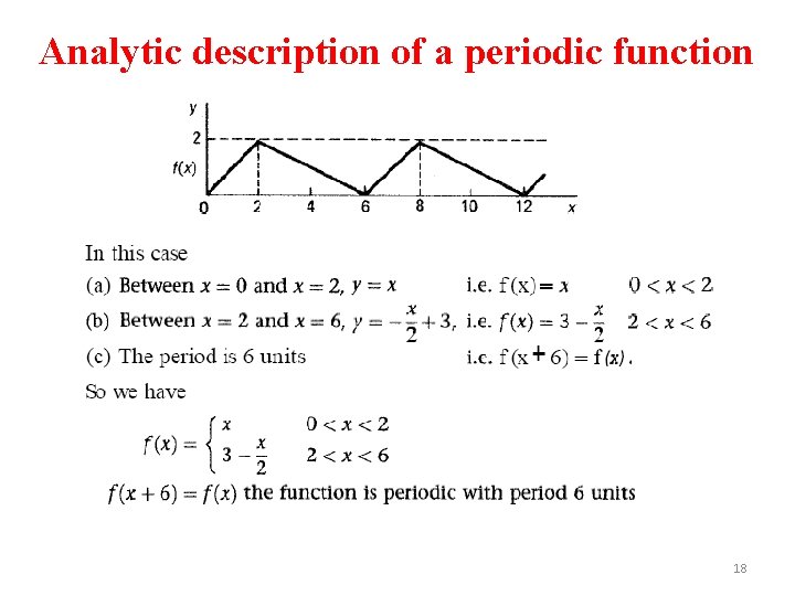 Analytic description of a periodic function 18 