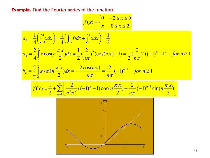 Example. Find the Fourier series of the function 47 